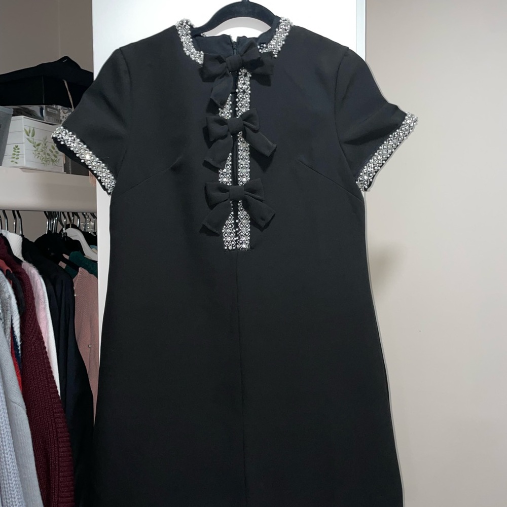 SHEIN Black Dress with Bow Accents